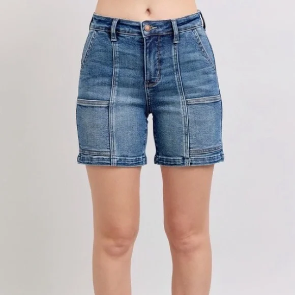 Judy Blue Full Size High Rise Denim Shorts - Picture 2 of 9